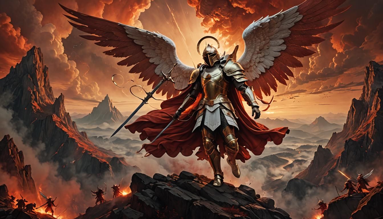 Archangel Gabriel's Twilight Summons: Digital Art