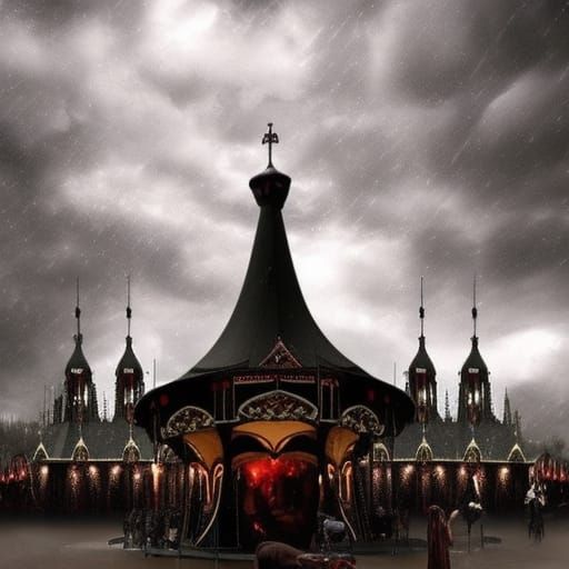 Gothic Carousel at Night: Dramatic Digital Matte Painting
