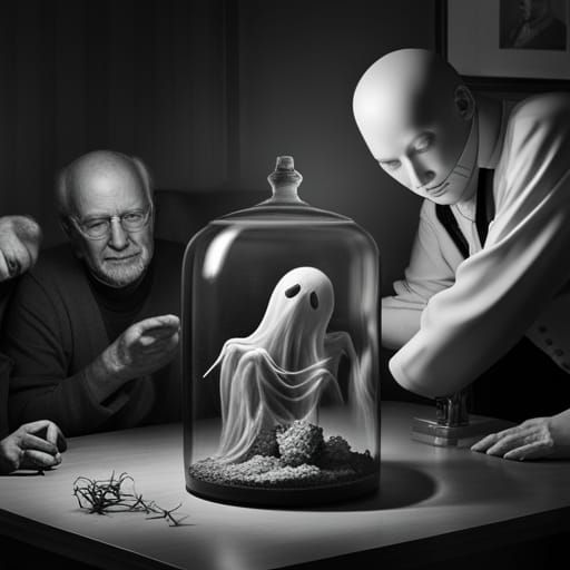 Bell Jar with Luminous Ghost Spiders Photo