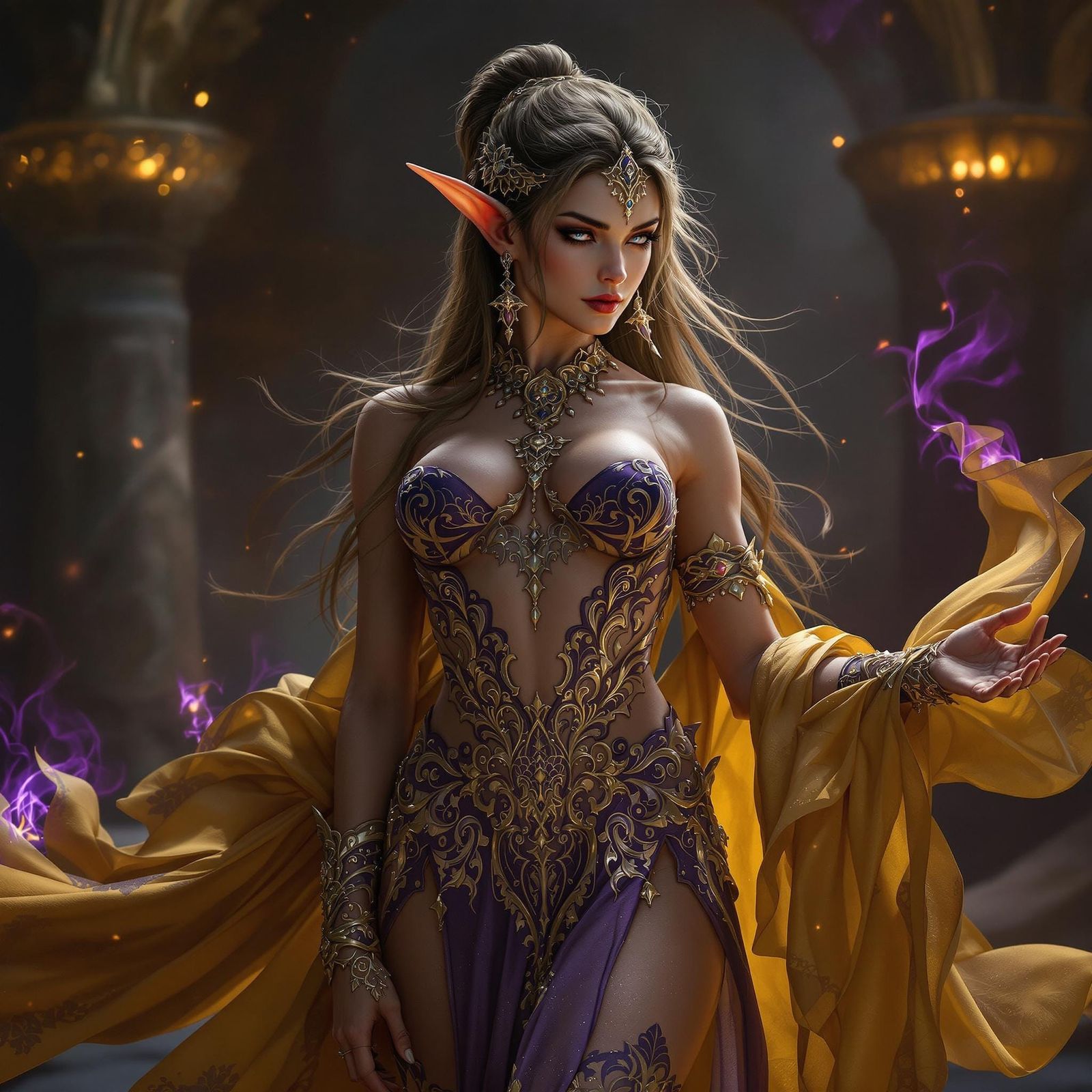 Elegant Elf Girl in Dark Fantasy Style