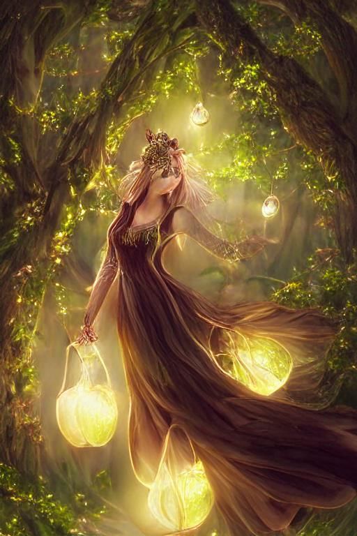 Goddess in Golden Apple Grove: Rococo Digital Art