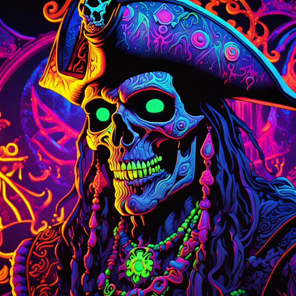 Evil Undead Pirate with Neon Blacklight Details