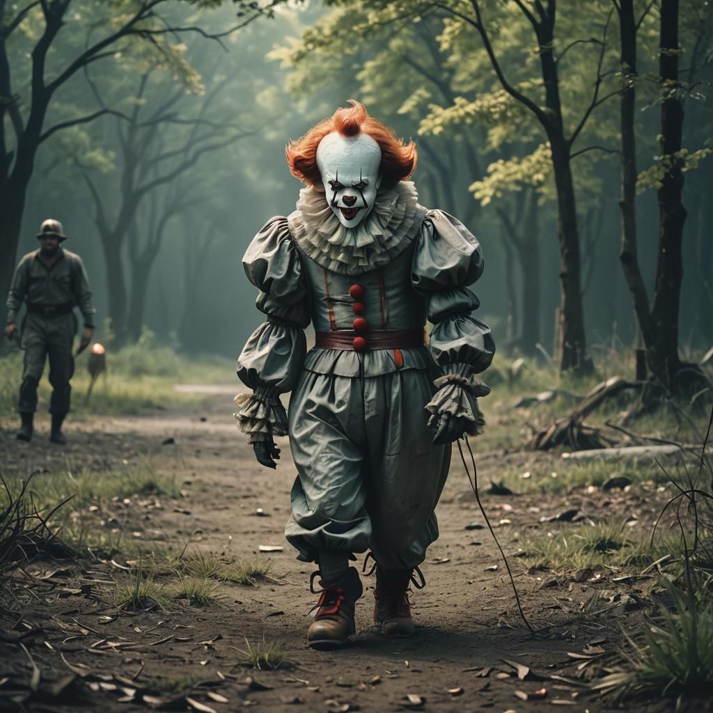 Cinematic Pennywise Film Still: Atmospheric and Dramatic