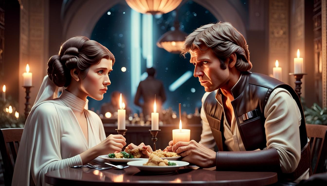 Han Solo and Princess Leia Dinner: Photorealistic CGI