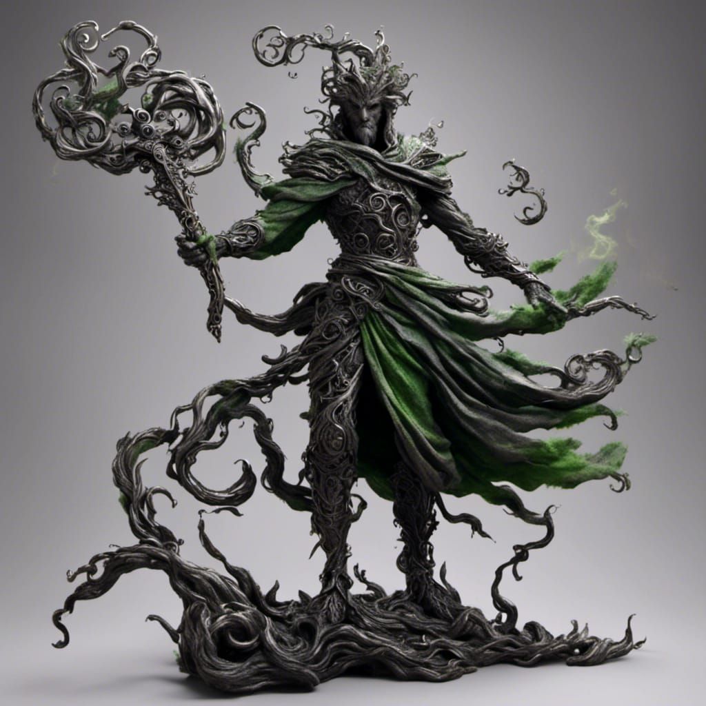 Ominous Cosmic Wizard Staff in Black Nickel