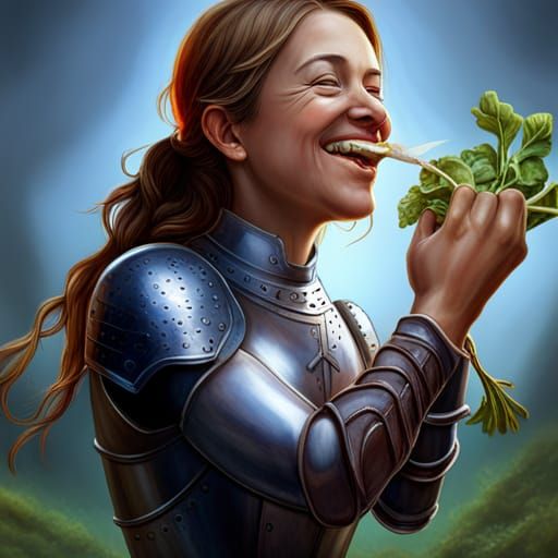 Hyperrealistic Joan of Arc Laughing