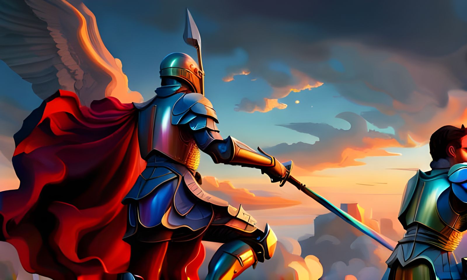 A Knight & His Squire Pretending to Ride Horses