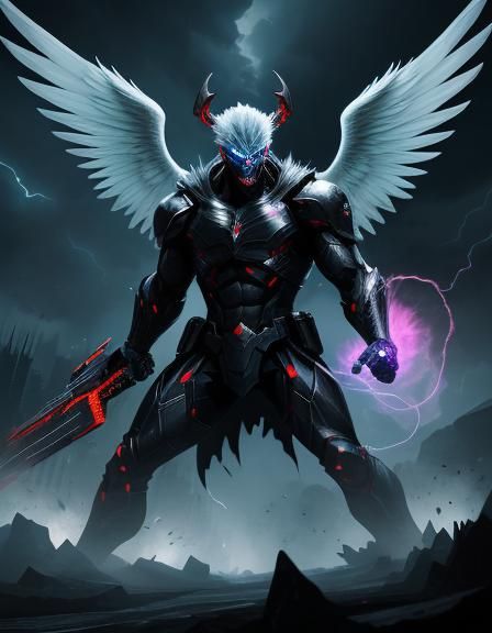 Angelic Battle in a Comic Book Art Style