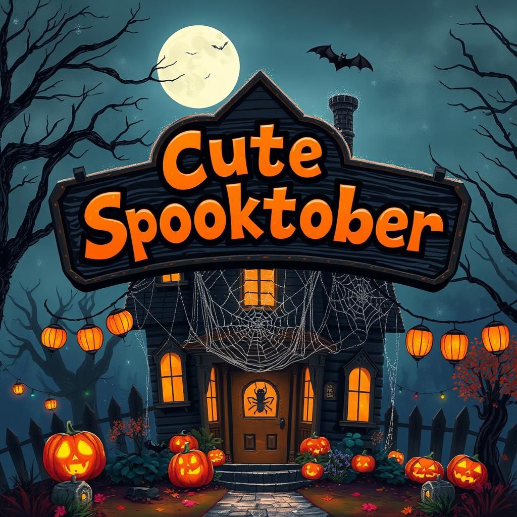 Festive Haunted House in Digital Painting Style