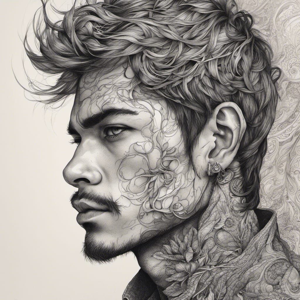 Hyperrealistic Male Portrait in Kerby Rosanes Style