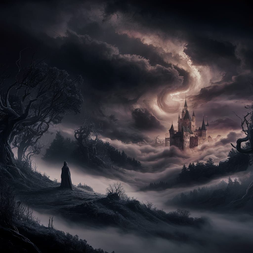 Ethereal Fantasy Landscape in Gothic Horror Style