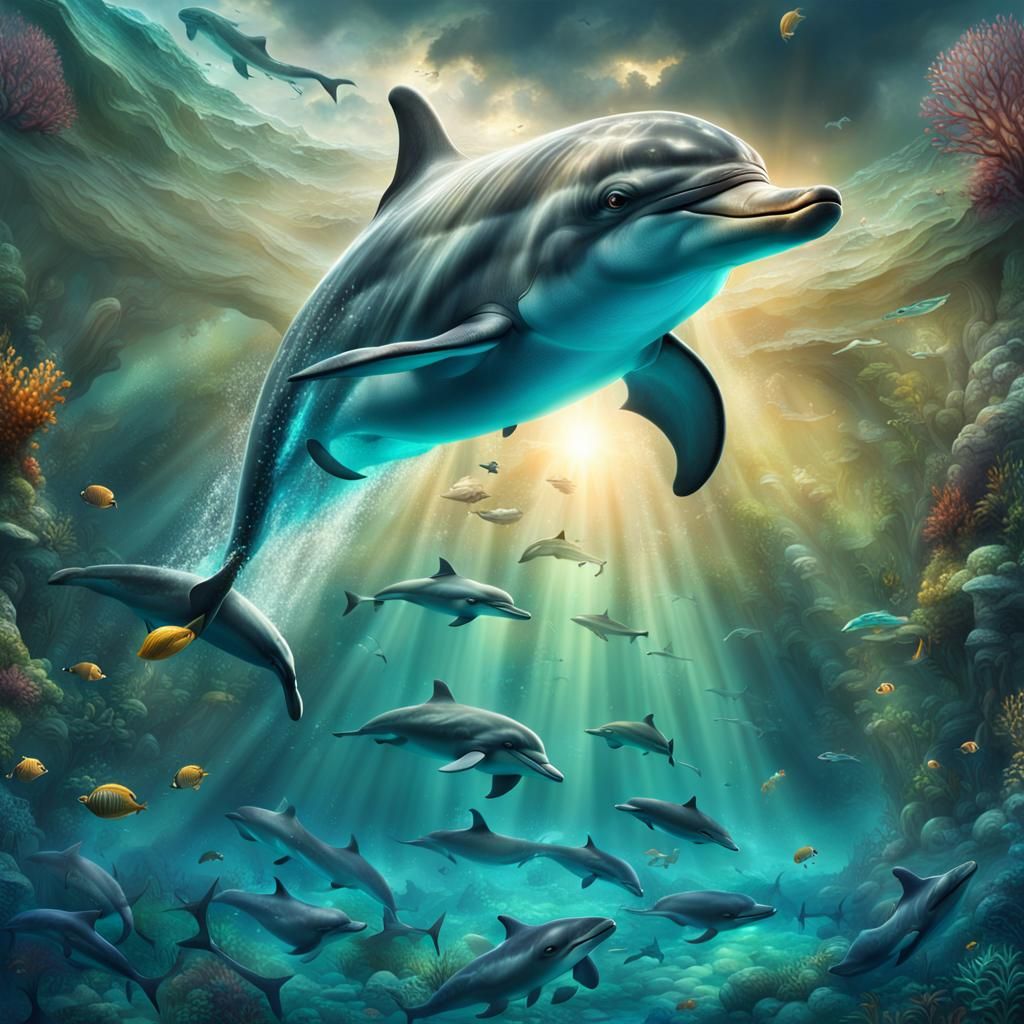 Dolphins Under the Sea: Digital Matte Painting