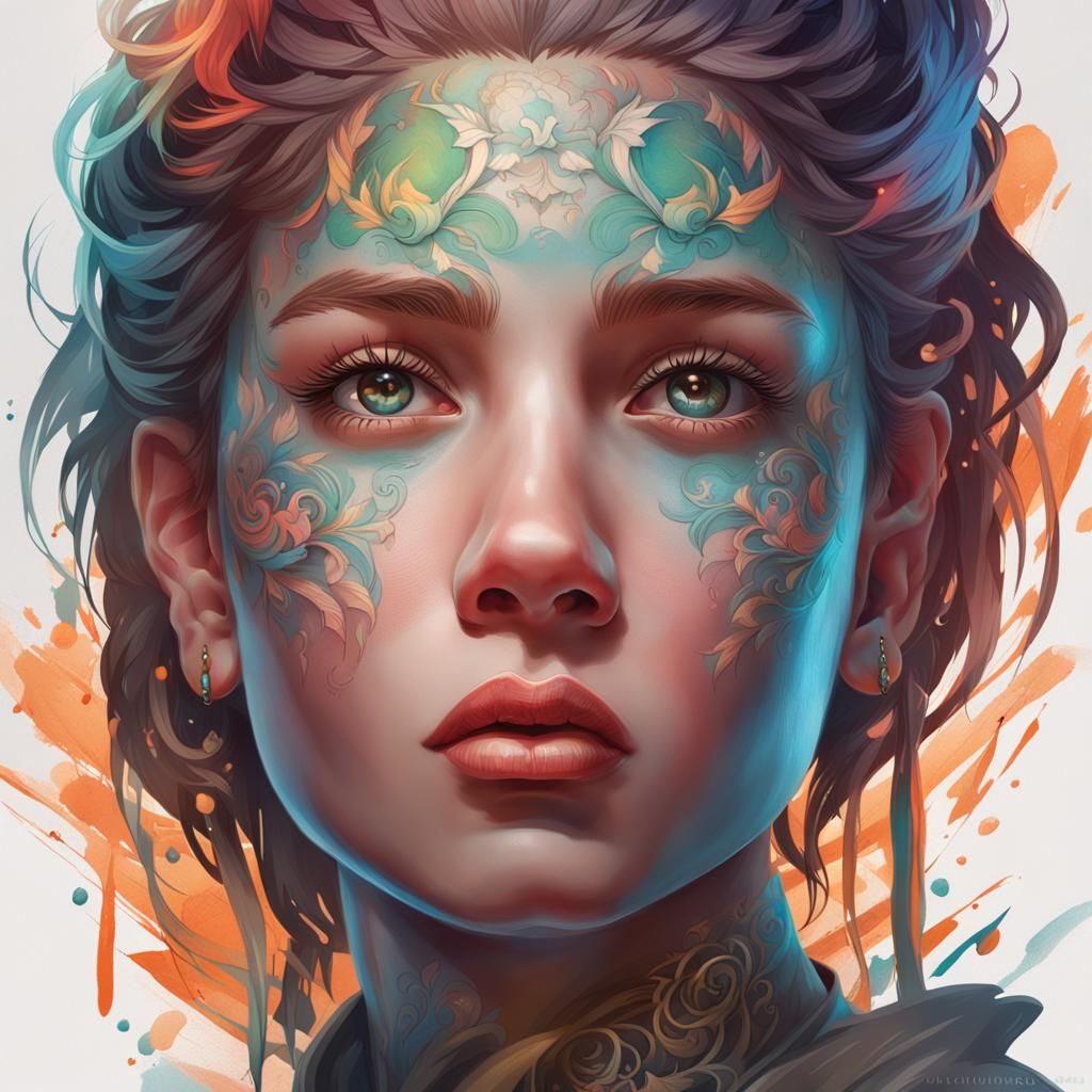 Girl's Hope Tattoo: Art Nouveau Portrait