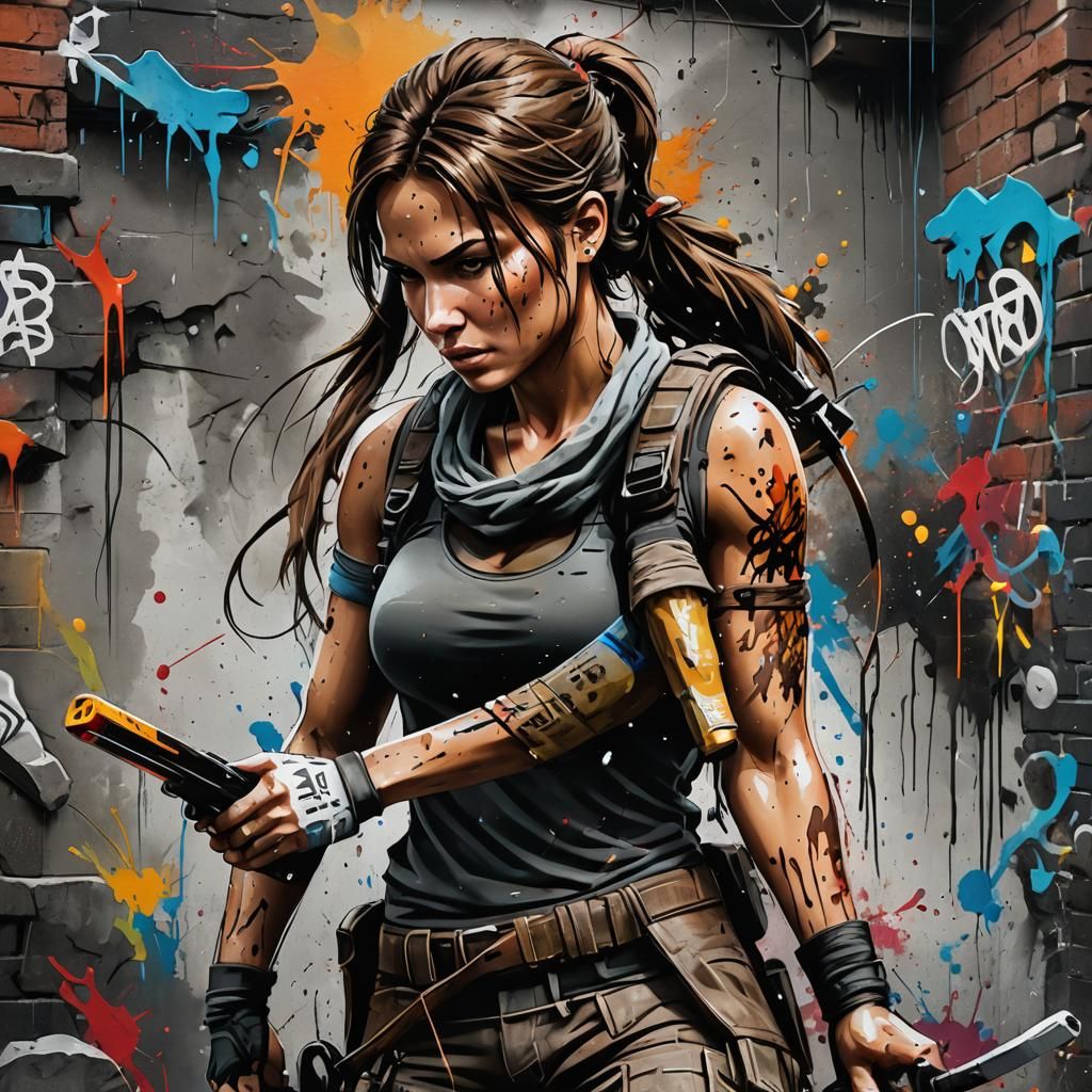 Tomb Raider in Graffiti Splash Art Style