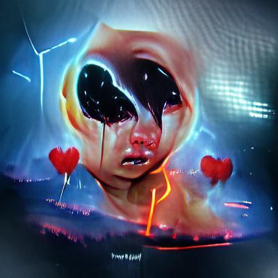heart melting into a black hole concept art