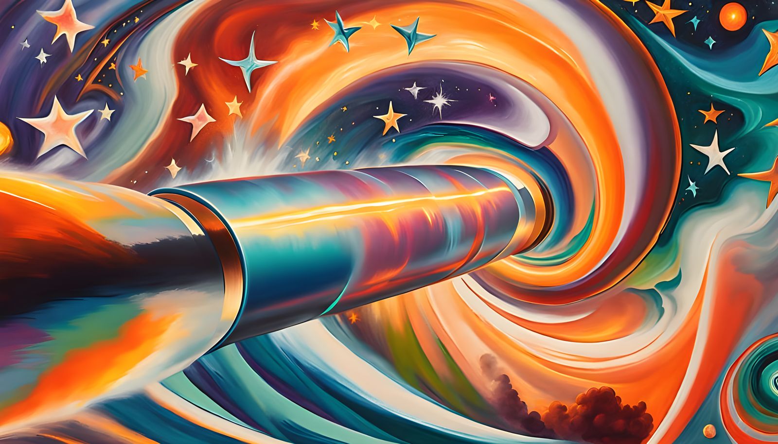 Ethereal Vortex Whirlpool in Cosmic Antipasto Oil Painting