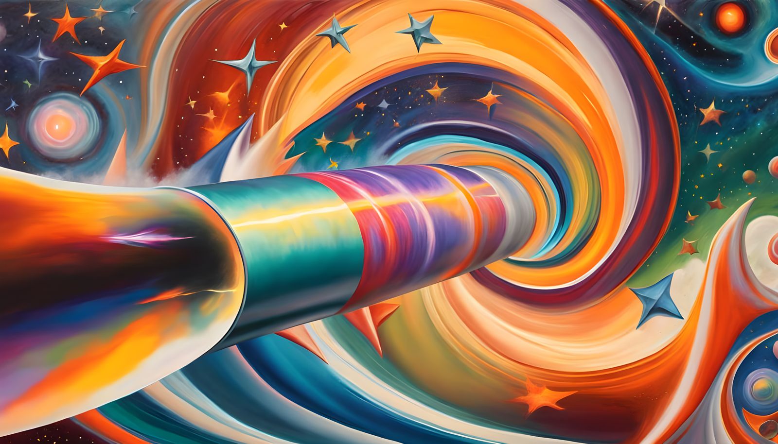 Surreal Hyper Velocity Cylinder in a Vortex Maelstrom