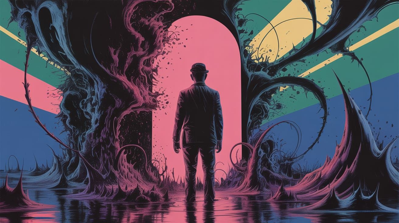 Psychedelic Liminal Space in Surreal Impasto Style