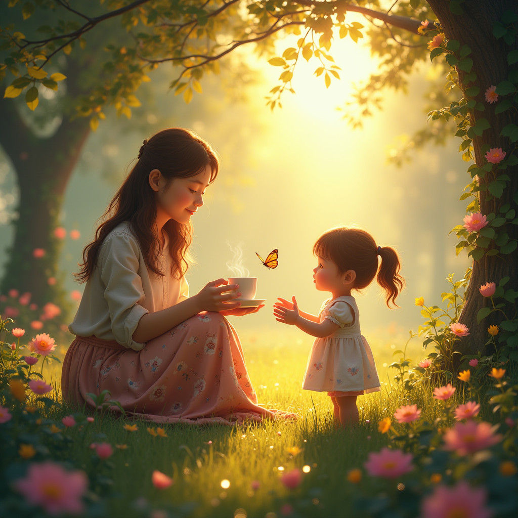 Serene Moments: A Matte Painting of Life's Beauty