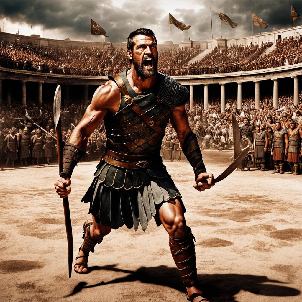 Gladiator Spartacus in the arena