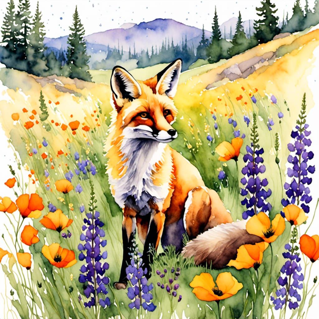 Watercolor: fox 3