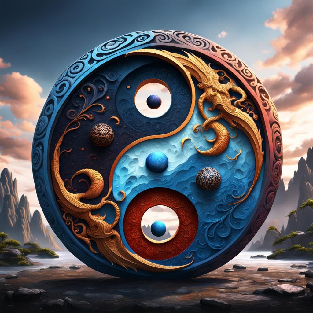Yin and Yang Symbol: Detailed Fantasy Art