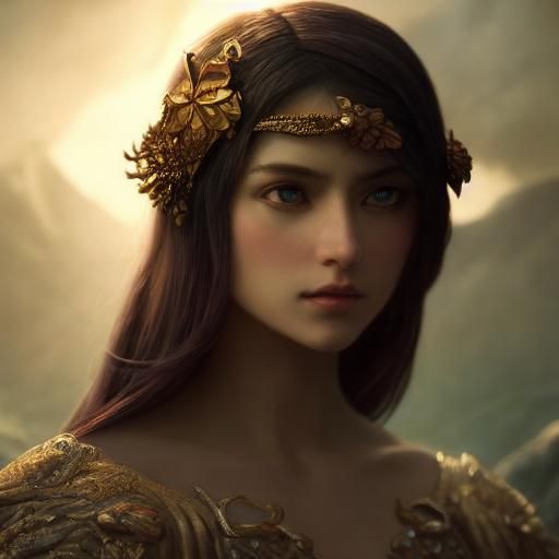 Mountain Priestess Portrait in Anime Style