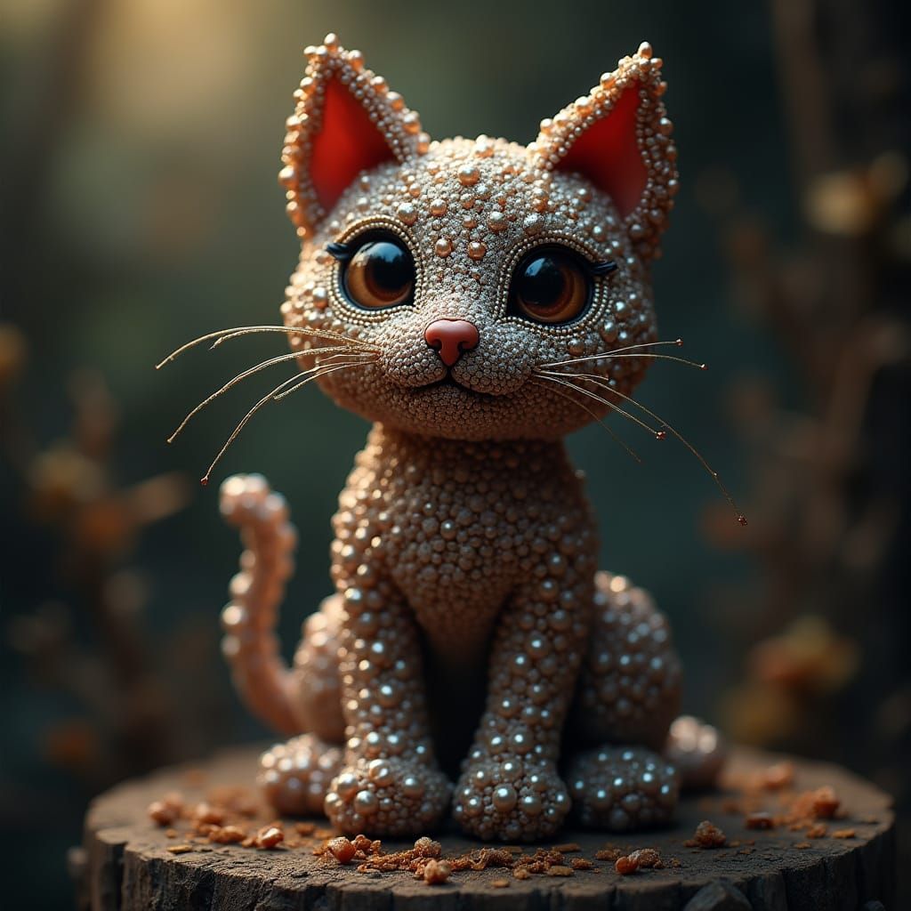 Epic Beaded Cat in Cinematic Digital Painting