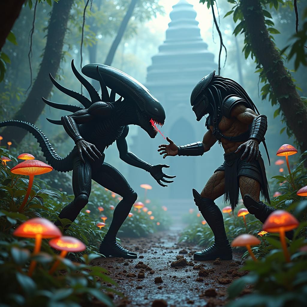 Xenomorph vs Predator: Jungle Battle in 8k