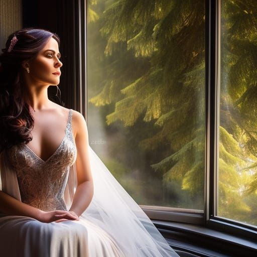 Woman in Nightgown with Twilight Lighting