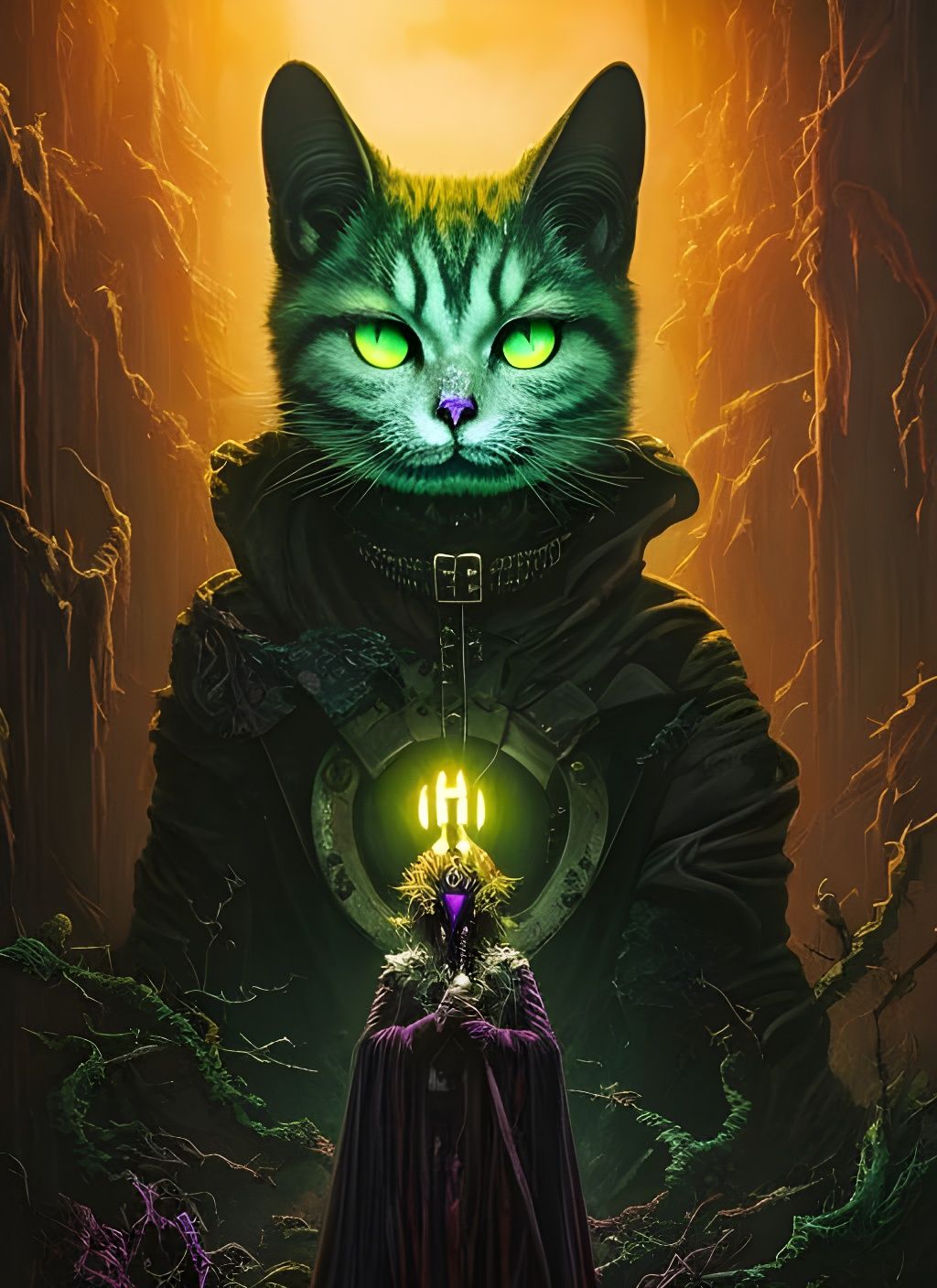 Terrifying Monster Witch Portrait with Glowing Eyes