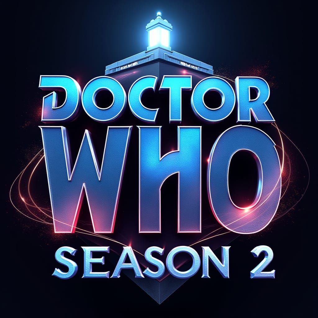 Doctor Who Title in 3D Futuristic Style with TARDIS Icon