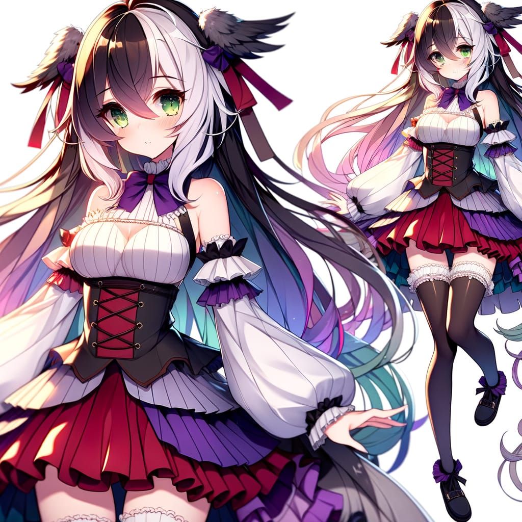 Anime Bird Girl in Dynamic Pose