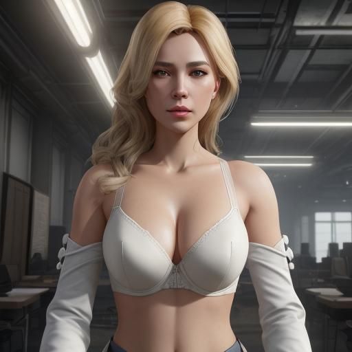 Blonde Businesswoman Portrait in Modern Office, Hyperdetaile...