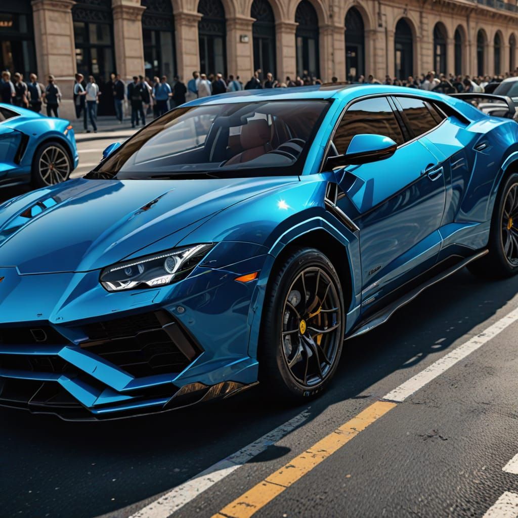 Cristiano Ronaldo and Messi Cruise in a Sleek Blue Lamborghi...