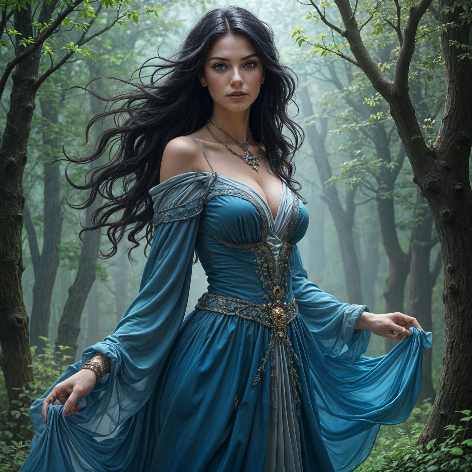 Fantasy Portrait of Avalië in Blue and Silver Dress