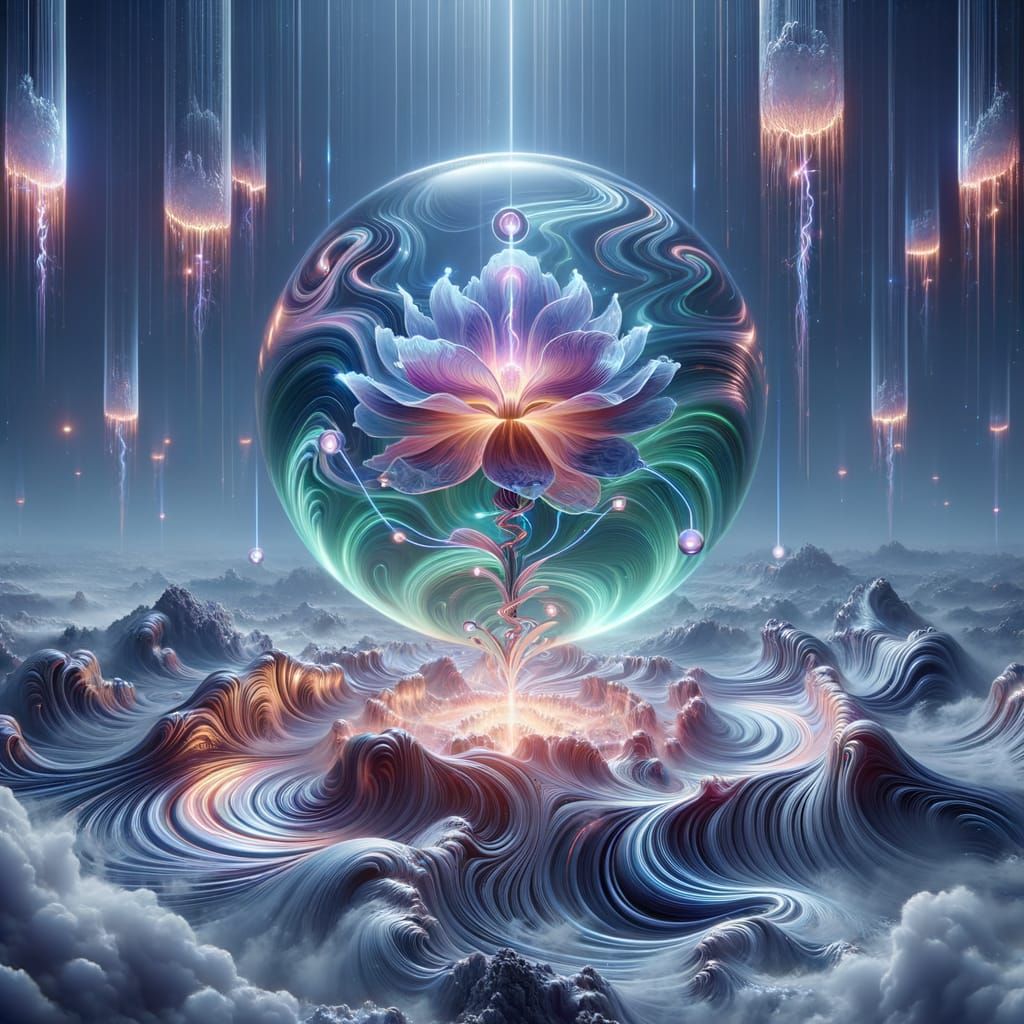 Ethereal Magnetoluminescent Entity in Stormy Metallic Landsc...