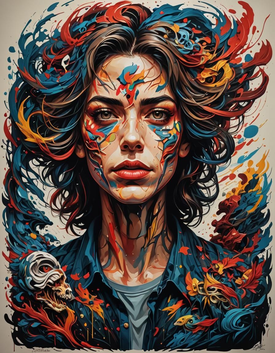 Dichotomy of styles. Beautiful Portrait by Dan Mumford and b...