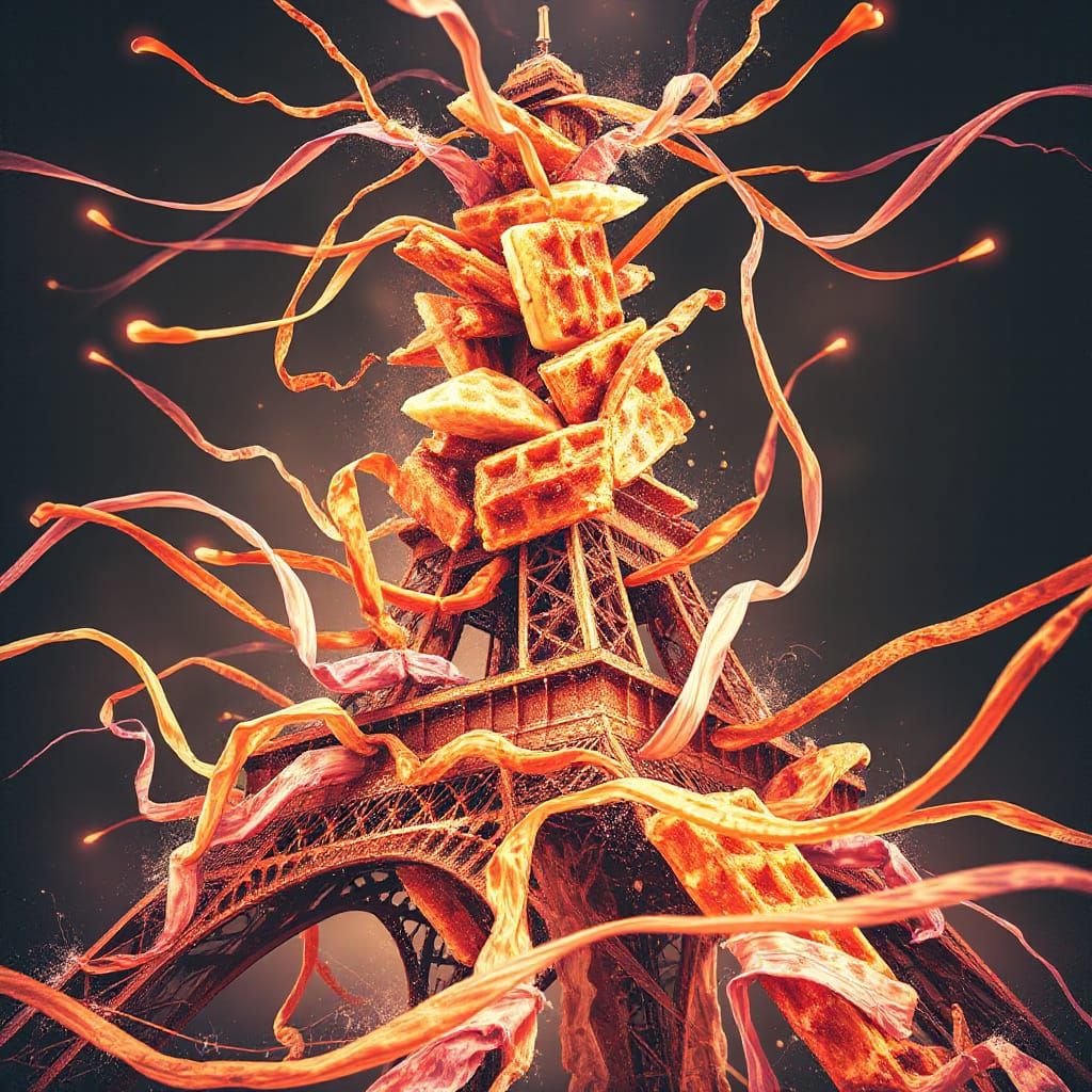 Eiffel Tower Waffle Surrealism Art