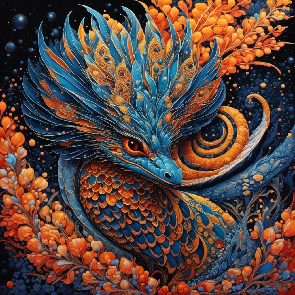 Ethereal Asian Water Monitor in Dark Fantasy