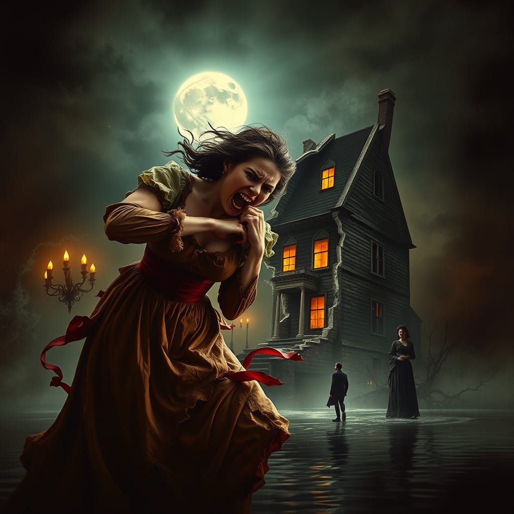 Gothic Sister Confronts Brother in Haunted House