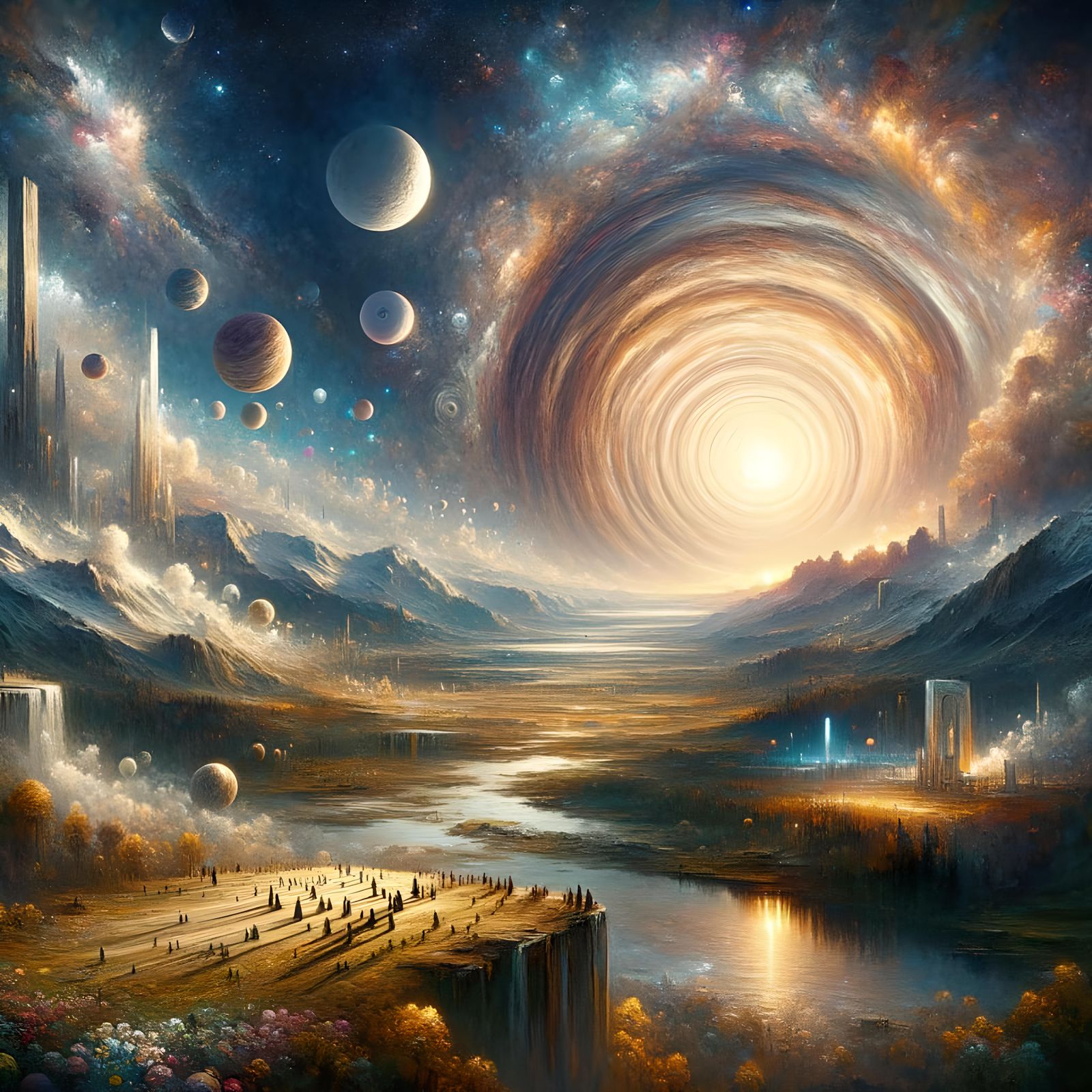 Epic Space Transition as 19th-Century Oil Painting