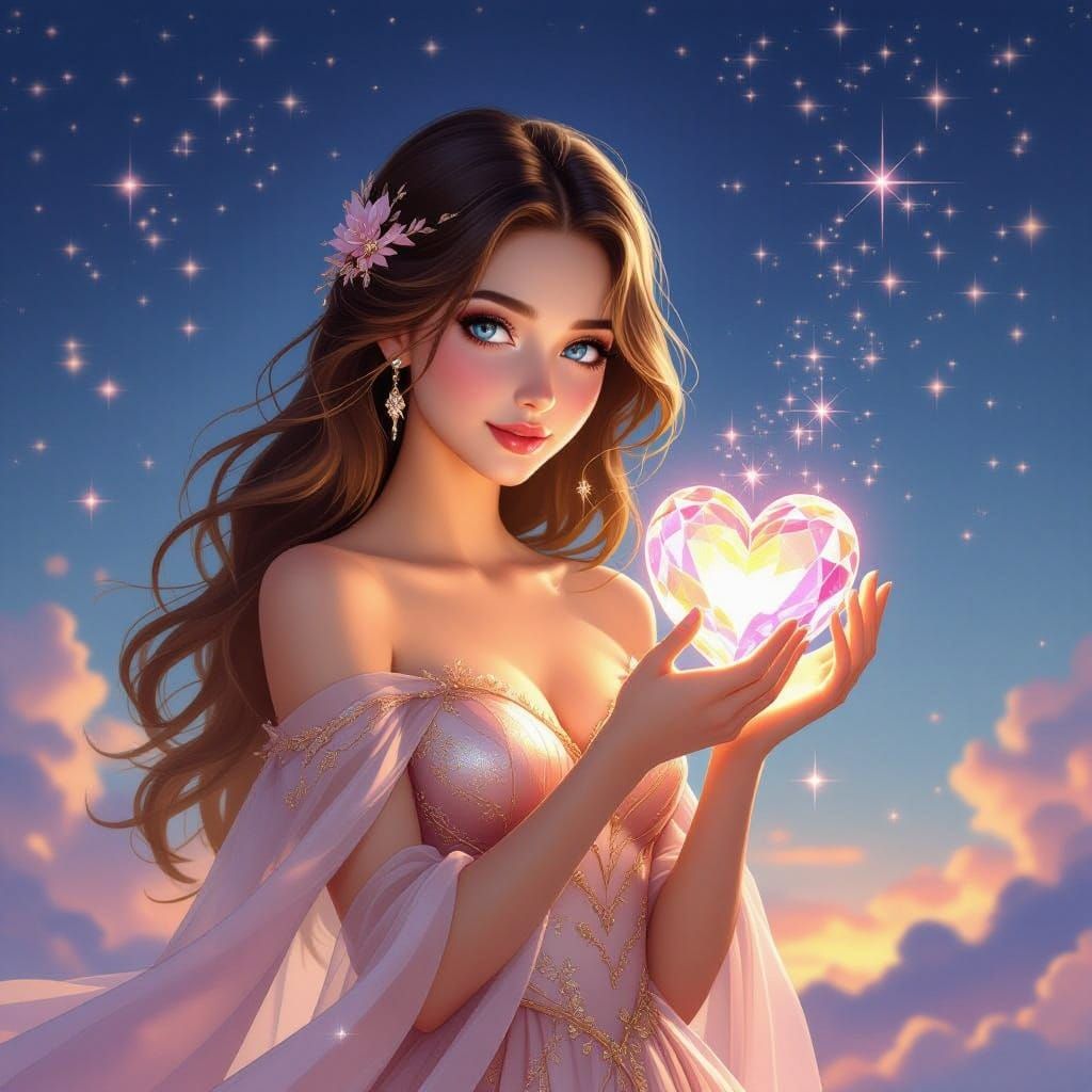 Dreamy Cosmic Goddess Radiates Strength and Serenity