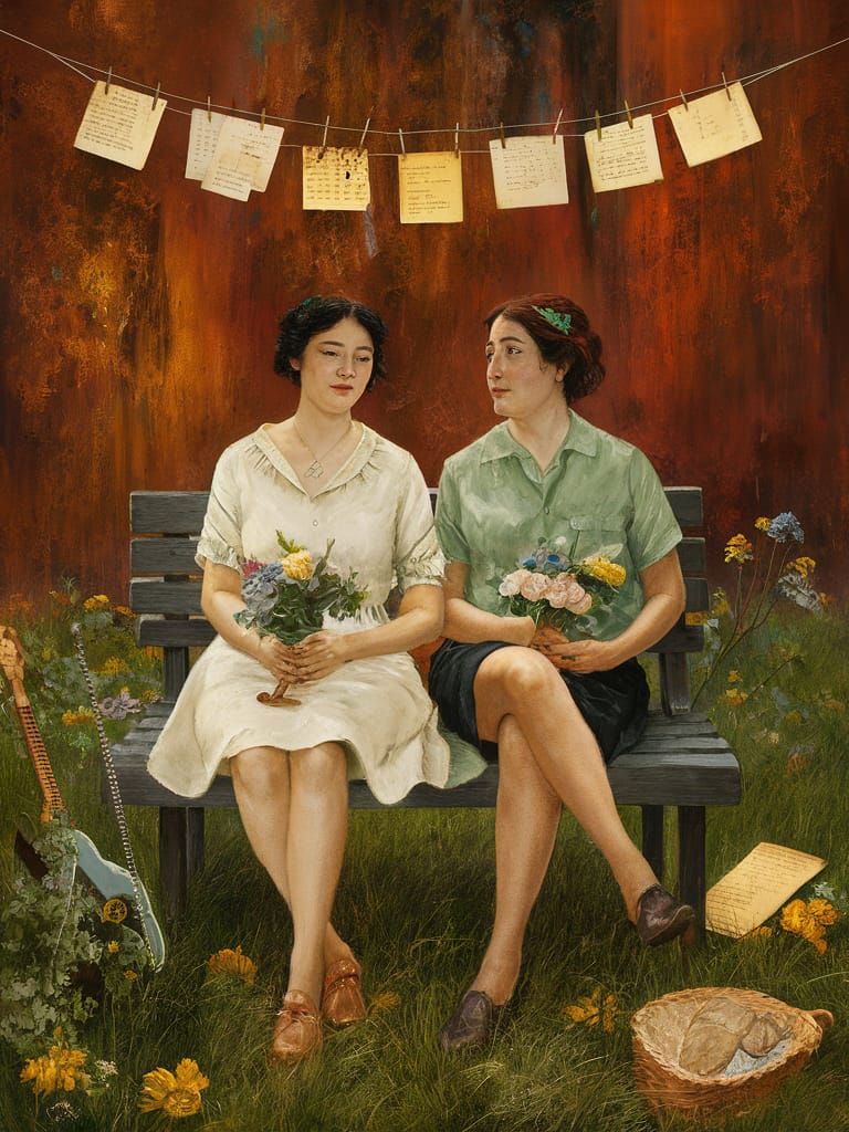 Lovers in Joyous Sorrow: A Surrealist Scene