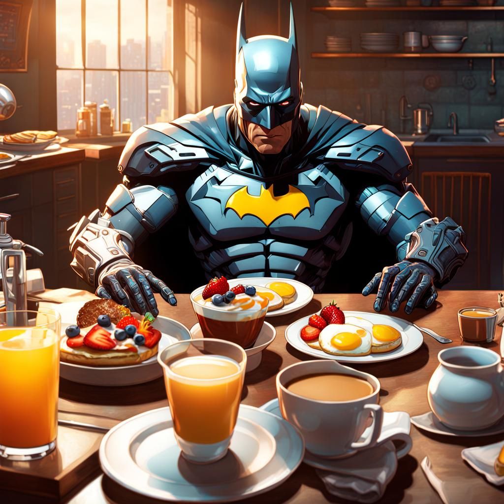 Cyborg and Alfred Serve Batman Breakfast