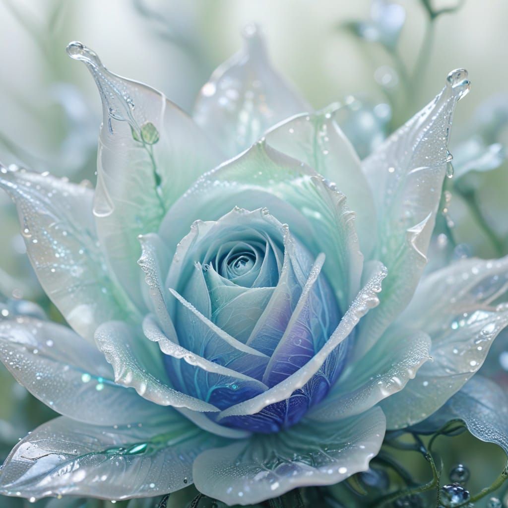 Ethereal Glass Rose Blooms in Surreal Macro