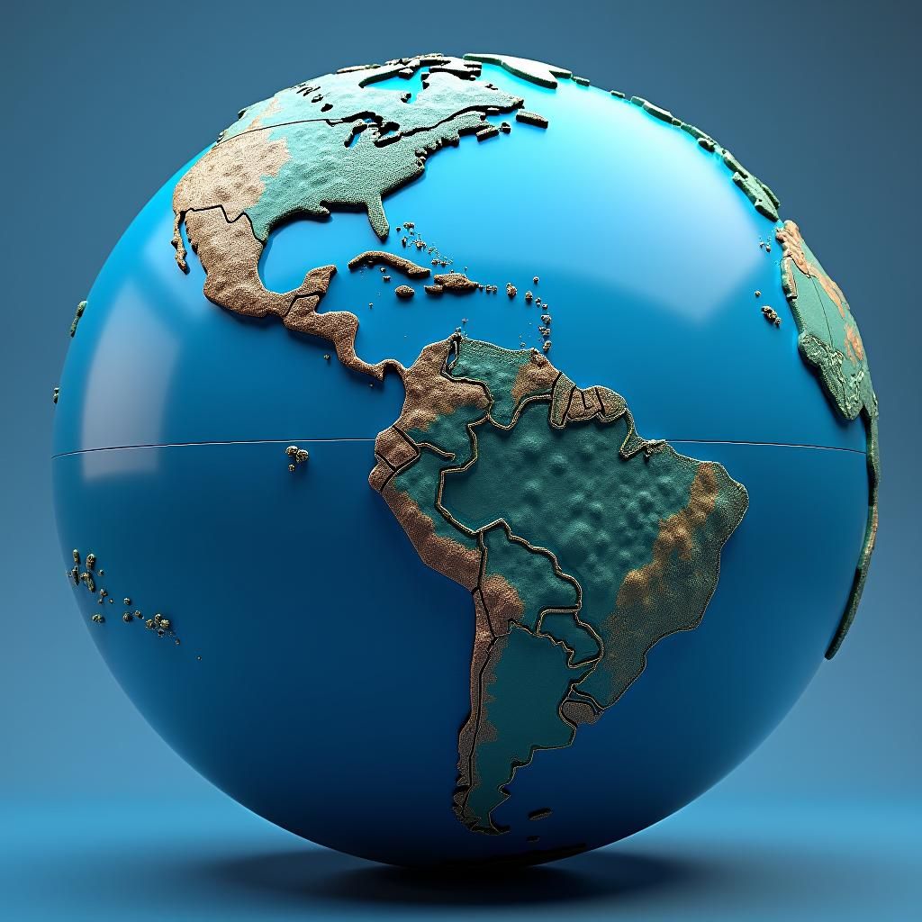 Detailed 3D Globe with Peru in Focus