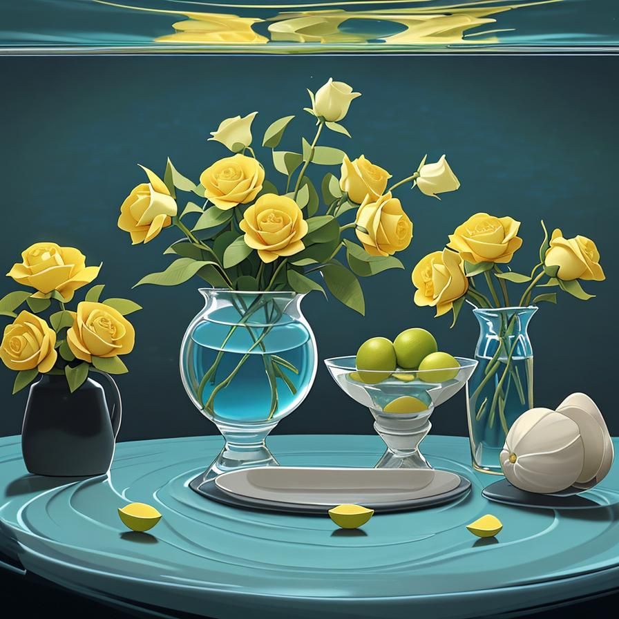 Vibrant Roses and Citrus Still Life in Van Gogh Style