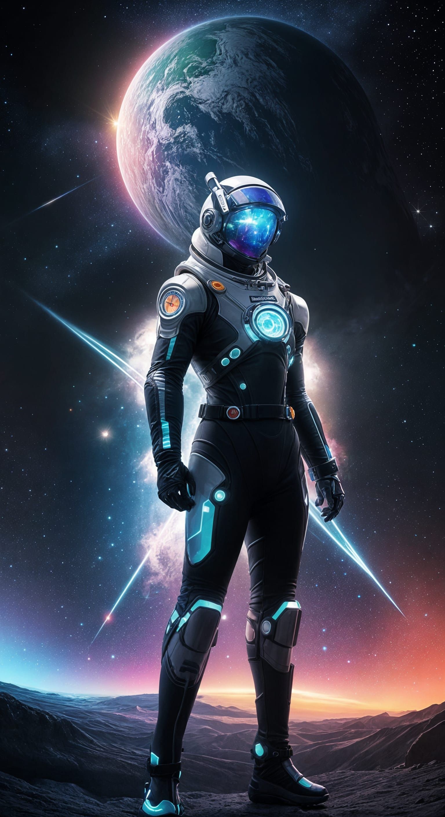 Astronaut Girl in Space: Anime Style Illustration