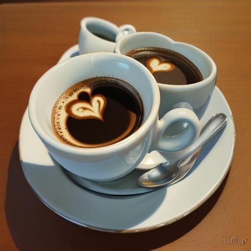 Heart created from two coffee cups